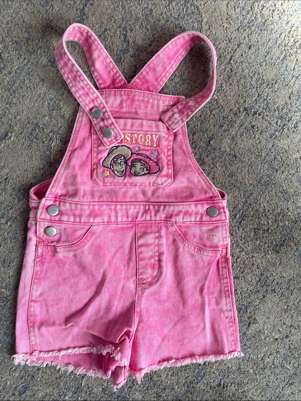 Disney Pink Toy Story Denim Short Overalls